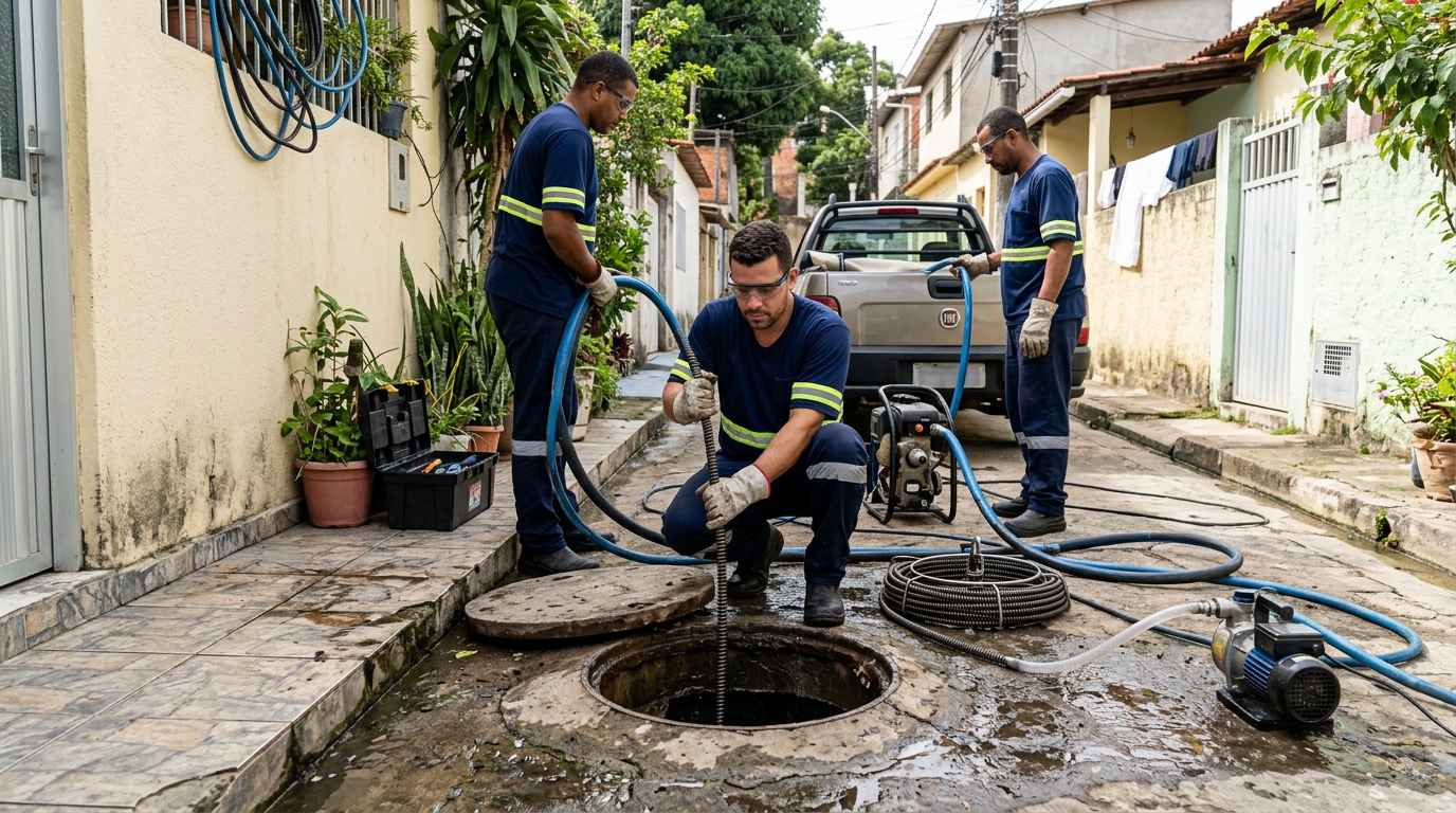 Desentupimento de esgoto com hidrojateamento em Guarulhos-SP